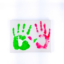 Яскравий, зелено-рожевий (Флуоресцентний)  – набір для створення відбитків "Руки Закоханих"  / Подарунок коханому / Подарунковий набір/ Подарунок