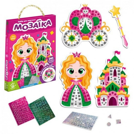 Детский набор для творчества «Блестящая мозаика. Принцесса» VT4511-05, 243 мягких наклейки фото товара