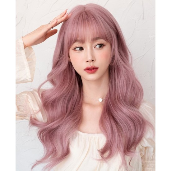 Парик длинный розовый волнистые волосы 56см 4000-19 фото товара