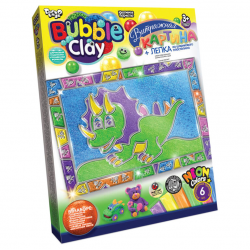 Набір для творчості Вітражна картина Bubble Clay 8063DT, 6 видів (Динозавр)