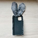Чехол меховой на телефон серый зайчик IPhone 12 Рro Max  2010-11 фото товара