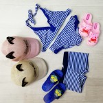 Купальник раздельный детский полосатый синие рюши -160-03 фото товара