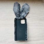 Чехол меховой на телефон серый зайчик IPhone 12  2010-09 фото товара