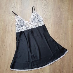 Ночная сорочка чёрный атлас (onesize) - 319-06