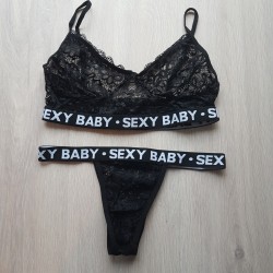 Комплект белья лиф и плавки черный гипюровый "sexy baby" - 415-01