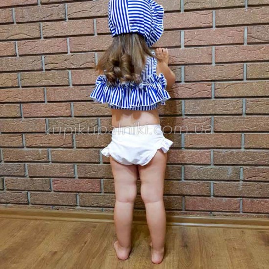 Купальник детский раздельный полосатый лиф белые плавки- 161-08 фото товара