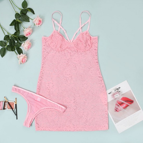 Комплект мини платье и плавки розовый 336-22 фото товара