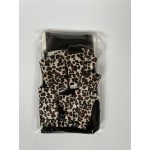 Чулки чёрные с леопардовым декором и поясом - 314-17 фото товара